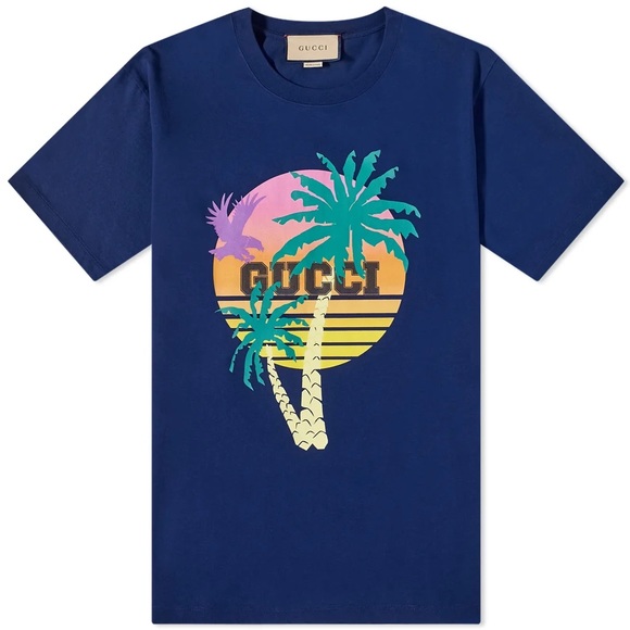 Gucci Men Palms Logo print T Shirt - Picture 1 of 8